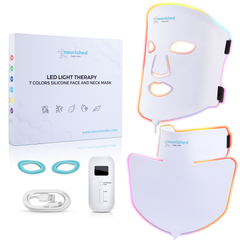 Nourished Bodynskin LED Light Therapy Face and Neck Mask Set - 7 Colors, 228 LEDs